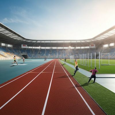 Pista di corsa IAAF certificata ad assorbimento degli urti con drenaggio e resistenza ai raggi UV