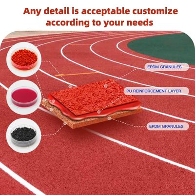 Pista di atletica ibrida ad alte prestazioni in plastica a struttura mista con particelle di PU ed EPDM per uso professionale