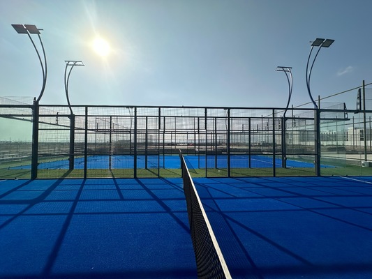 Servizi professionali di padel-court Recinzioni ad alta resistenza Cornici in metallo a prova di ruggine Vetro di sicurezza Luce di risparmio energetico Set di erba resistente all'usura