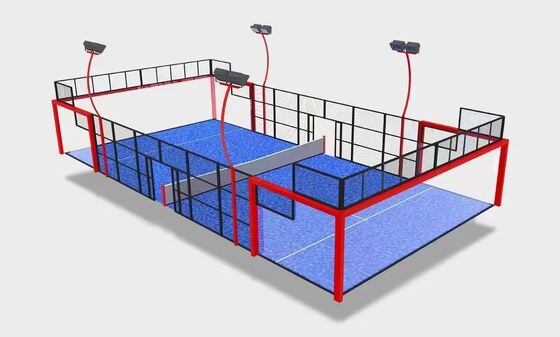 Panoramic Padel Court Acquisto all'ingrosso Superficie acrilica Padel Court Protezione UV Cortile Inovativo Costruzione professionale Sistema in gabbia Padel Court Concorso Standard Garanzia di 8 anni